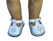 De witte Doll van Pu Plastic Schoenen Doordrongen Knoop van het Ontwerpmetaal, 18“ Amerikaanse Meisjesdoll Kleren en Schoenen