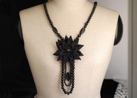 Één Strand Corsage zwarte bloem juwelen stof handgemaakt Necklacesfor vrouwen