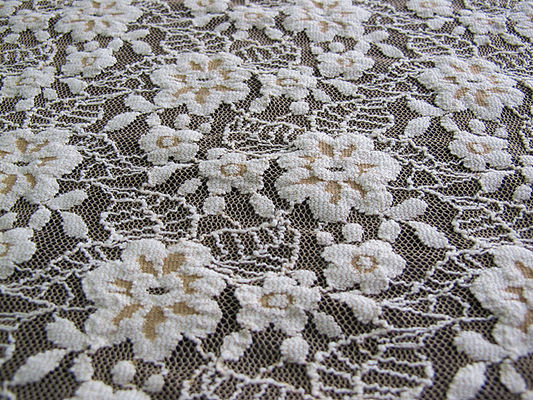 Het bloemen Geborstelde Elastische het Ivoor van de Kantstof Stretchable AZO Vrije Verven CY-LW0652