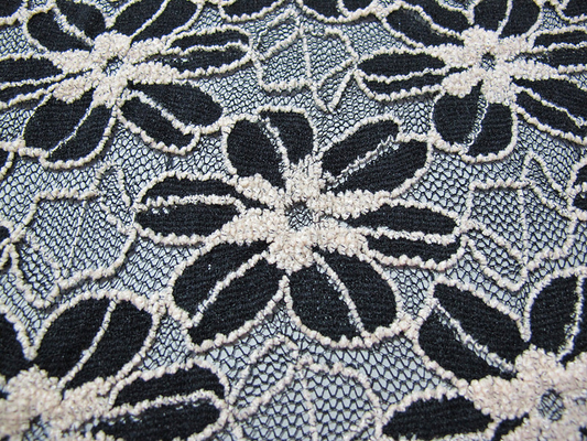De zwarte/het Wit breide Elastische Kantstof voor Dame Garment Sunflower Pattern CY-DK0008