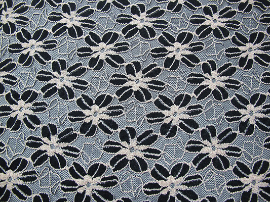 De zwarte/het Wit breide Elastische Kantstof voor Dame Garment Sunflower Pattern CY-DK0008