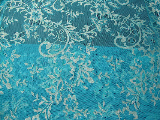 Uitstekende Metaal Bloemen het Kantstof syd-0002 van Tulle van de Kantstof Blauwe, Nylon