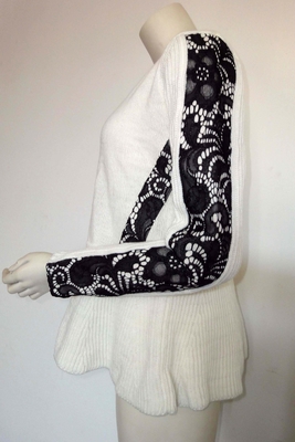 De kant met panelen beklede Pu-van de de Damestrui van de halsversiering kleren van de de Sweatersslijtage of aangepast