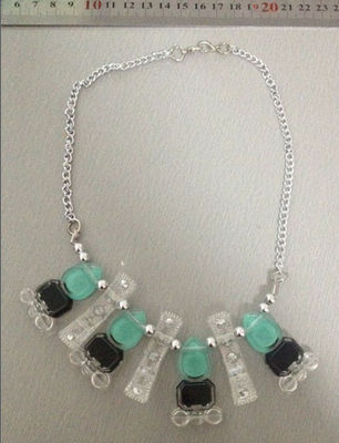 ABS en Legeringshand - gemaakte halsband blauwe zwart en duidelijk met gouden ketting