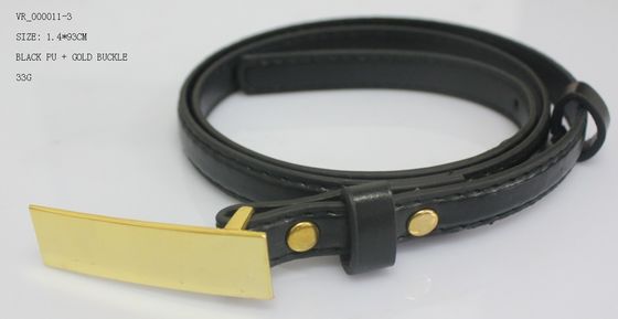 Zwarte Pu-doekriem voor de tailleriem van vrouwen/1.4cm dames, shinny gouden nikkelgesp