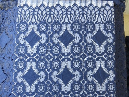De mooie Diepe Blauwe Geometrische van het Katoenen Nylon Stof Rekkant/de Stof van het Kantgordijn
