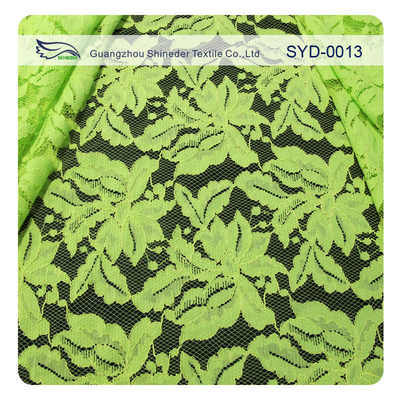 De groene en Zwarte van het Katoenen Nylon Stof Koordkant voor Dame Garment, Bladpatroon