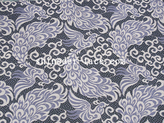 Unieke van de Katoenen van het Patroondeisgn van Phoenix Nylon Purple/het Ivoor Kantstof Edel voor Kleding syd-0187