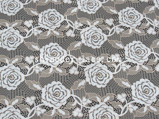 Van de het Patroon Nylon Geribde Jacquard van het bloemontwerp het Kantstof door de Yard