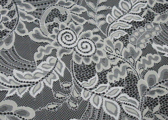 Elegante Populaire Nylon Witte Bloemen van de Kantstof voor Huwelijkskleding