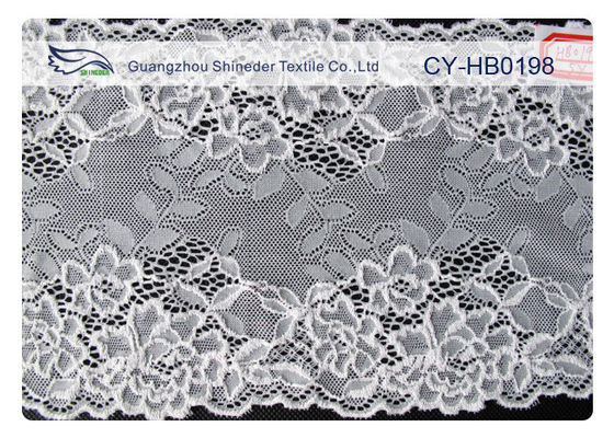 De witte van de Elastische Katoenen Nylon Versiering Kantstof voor Huwelijkskleding CY-HB0198